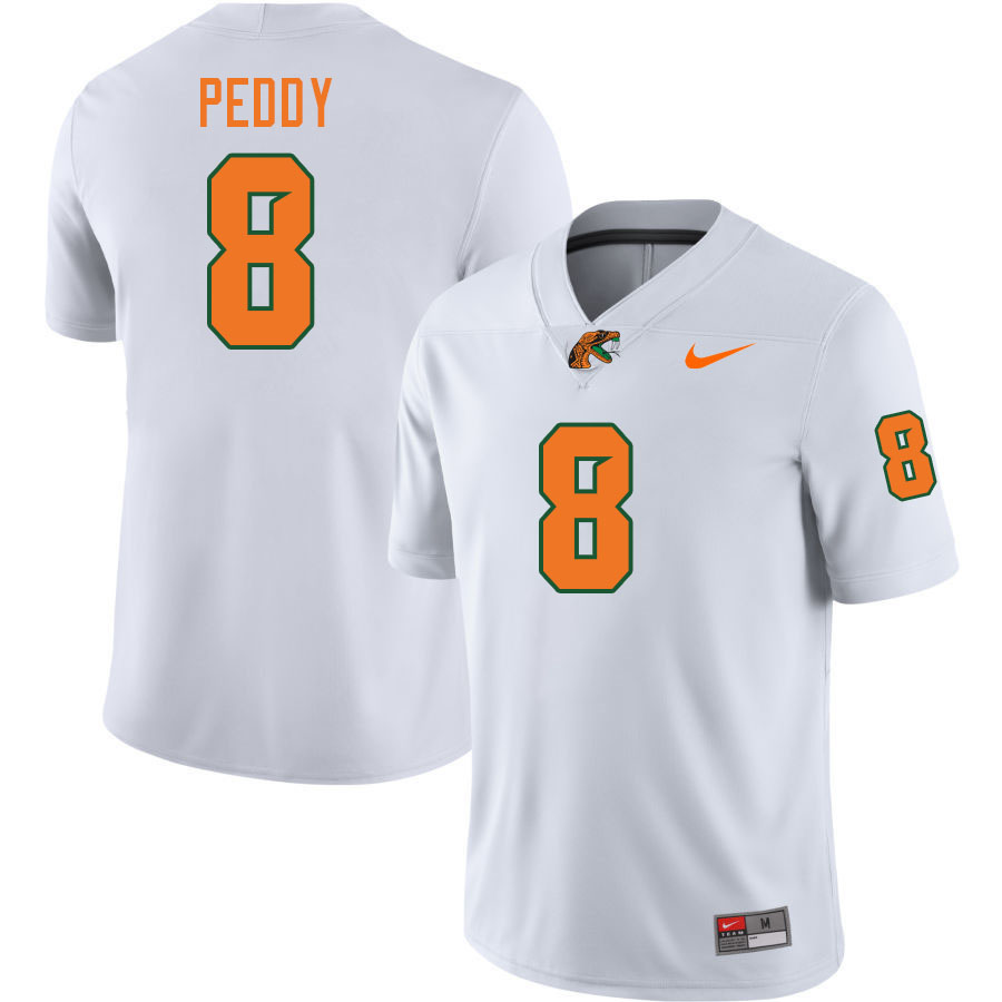 Florida A&M Rattlers #8 Jett Peddy College Football Jerseys,Uniforms-White